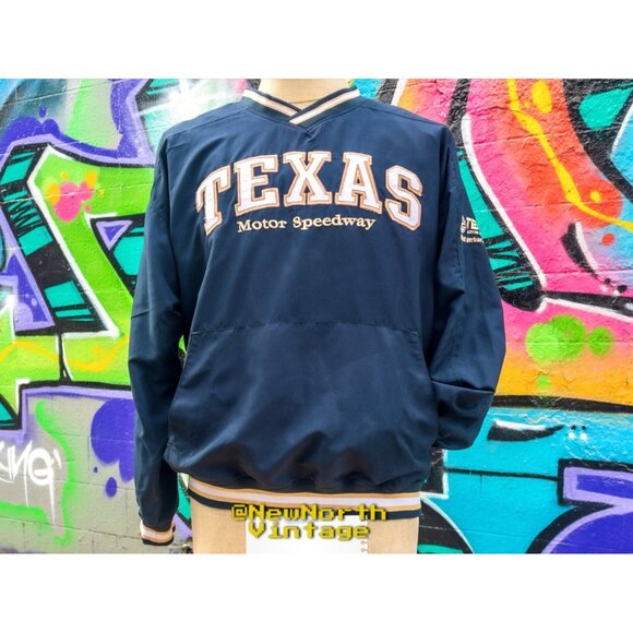TEXAS MOTOR SPEEDWAY Vintage Windbreaker Size Large - Blue (V-Neck Pullover) - Picture 2 of 9